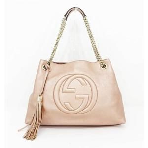 Gucci GG Soho Tassel Metallic Leather Chain Shoulder Bag Pink